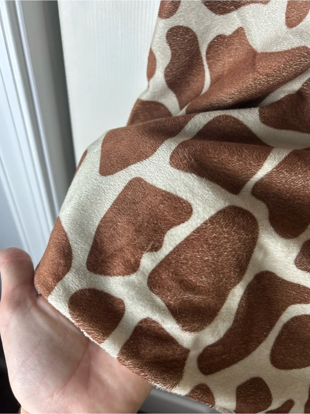 RN 119741 Giraffe Print Baby Blanket Brown Tan Animal Print Spots Safari Sherpa